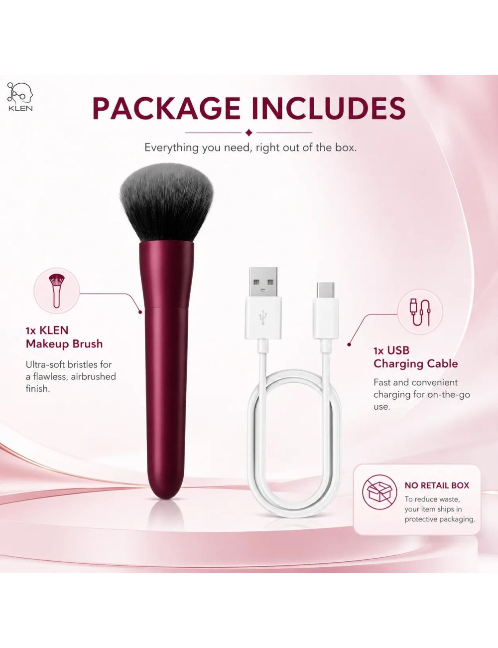 KLEN Personal Massager For Women Care Makeup Brush Wellness Electric Body Mini Vibrator Portable Handheld Beauty Device