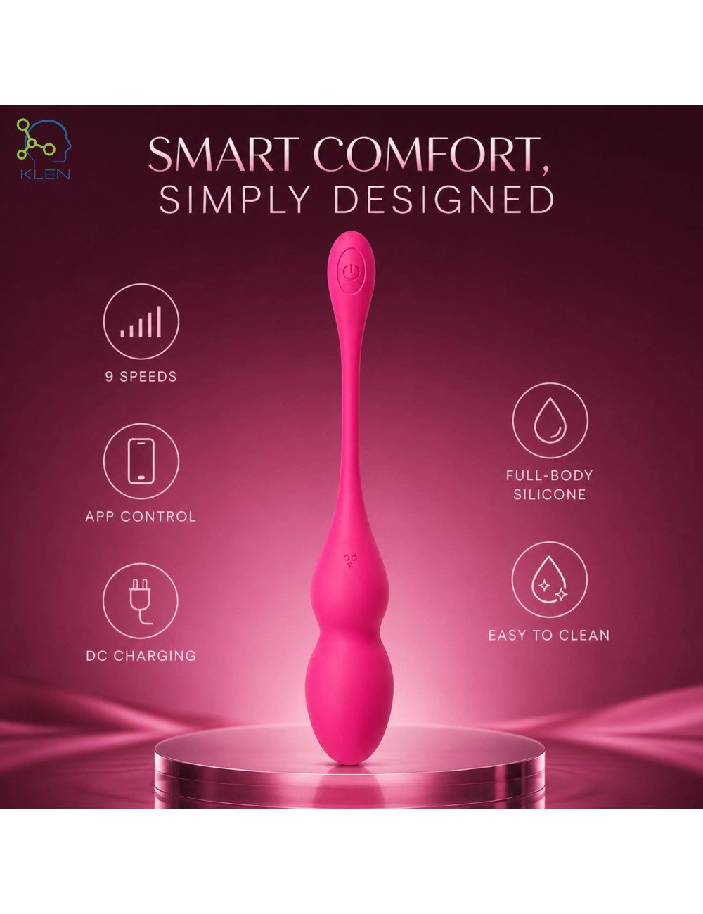 Female Personal Massager Women Portable Handheld Waterproof Device with DC Charging Port, App Control and One Touch Control