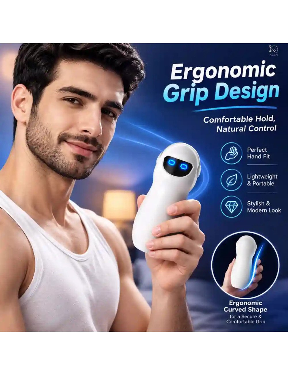 KLEN Gents Body Massage Machine Personal Wellness Care Handheld Wireless Massager for Men Stress Relief & Self Use Relaxation