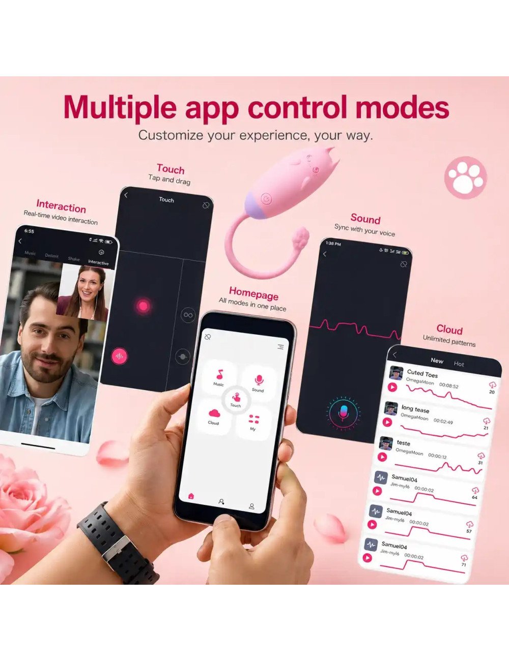 Body Massager Machine for Women with 10 Vibration Modes Personal Rechargeable Handheld Pain Relief Device with App controlling