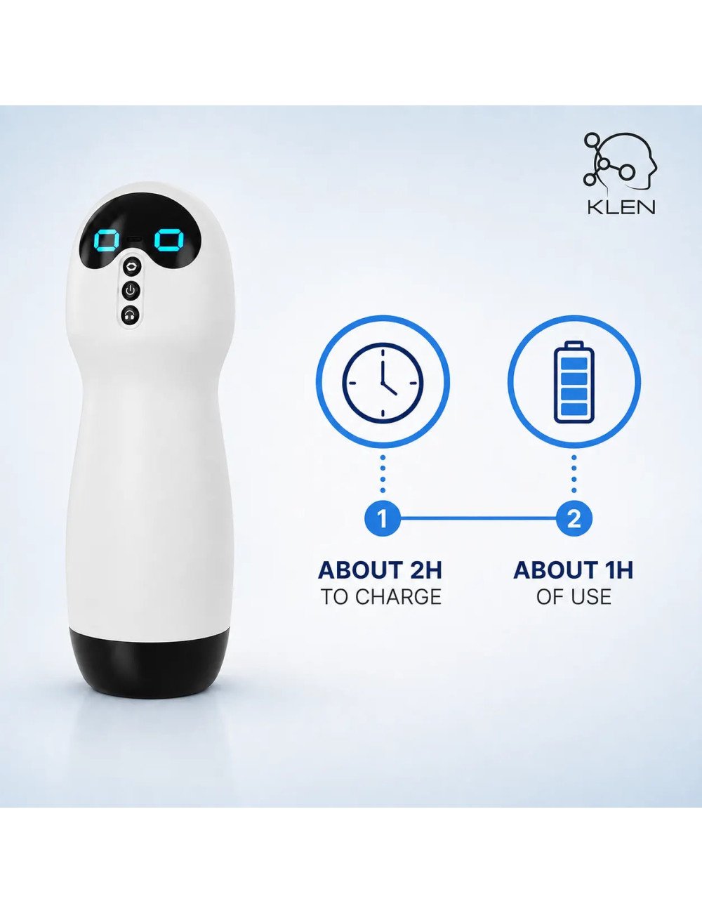 KLEN Personal Massager For Men with Suction Vibration Handheld Stress Relief Rechargeable Variable Frequency and Voice Device