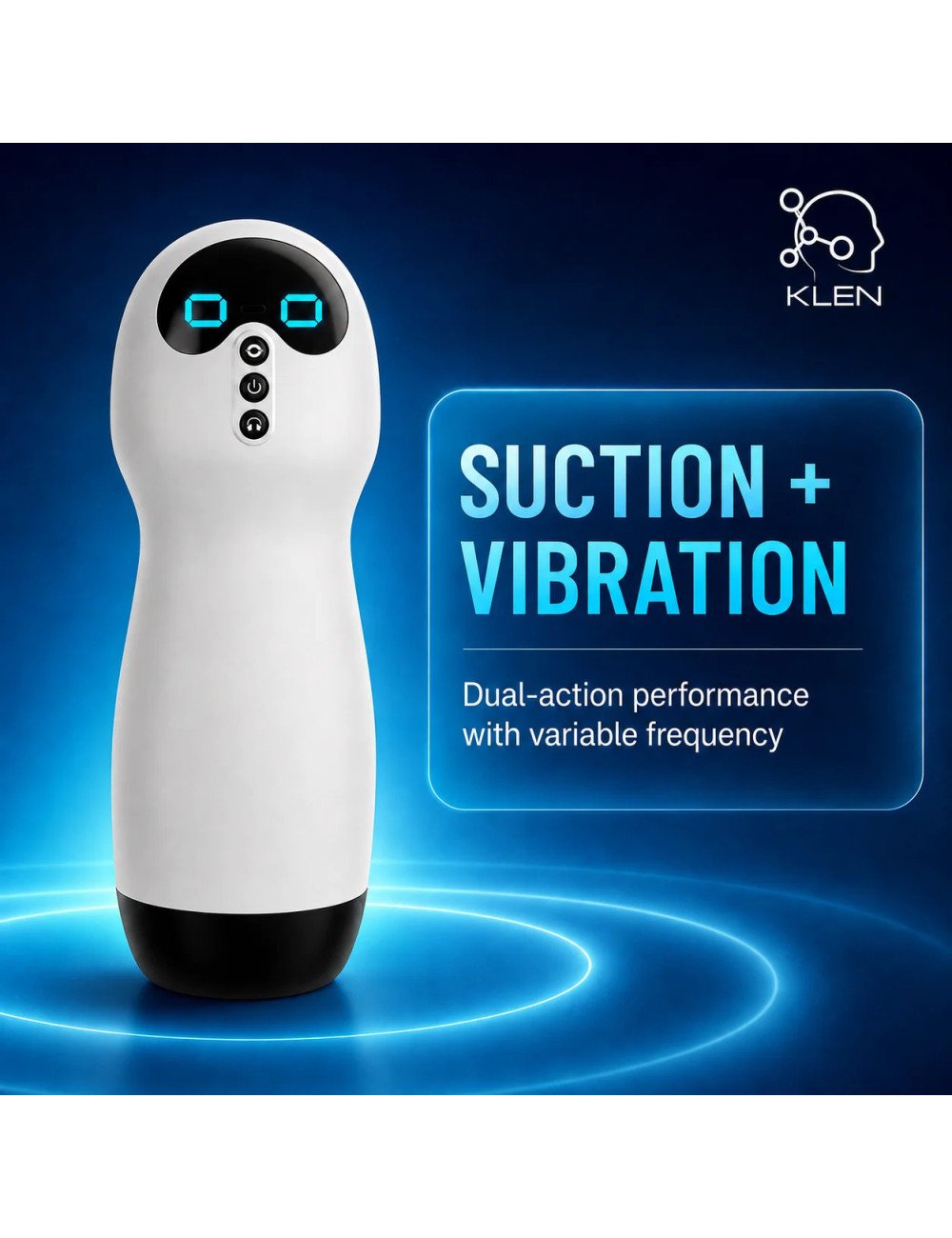 KLEN Personal Massager For Men with Suction Vibration Handheld Stress Relief Rechargeable Variable Frequency and Voice Device