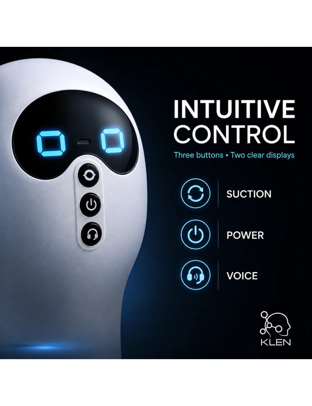 KLEN Personal Massager For Men with Suction Vibration Handheld Stress Relief Rechargeable Variable Frequency and Voice Device