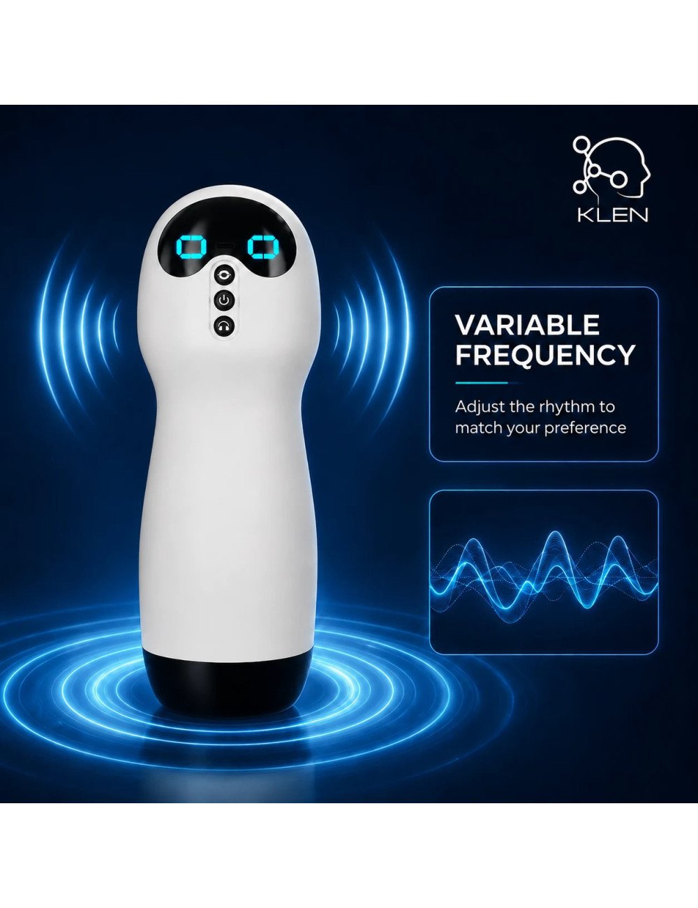 KLEN Personal Massager For Men with Suction Vibration Handheld Stress Relief Rechargeable Variable Frequency and Voice Device