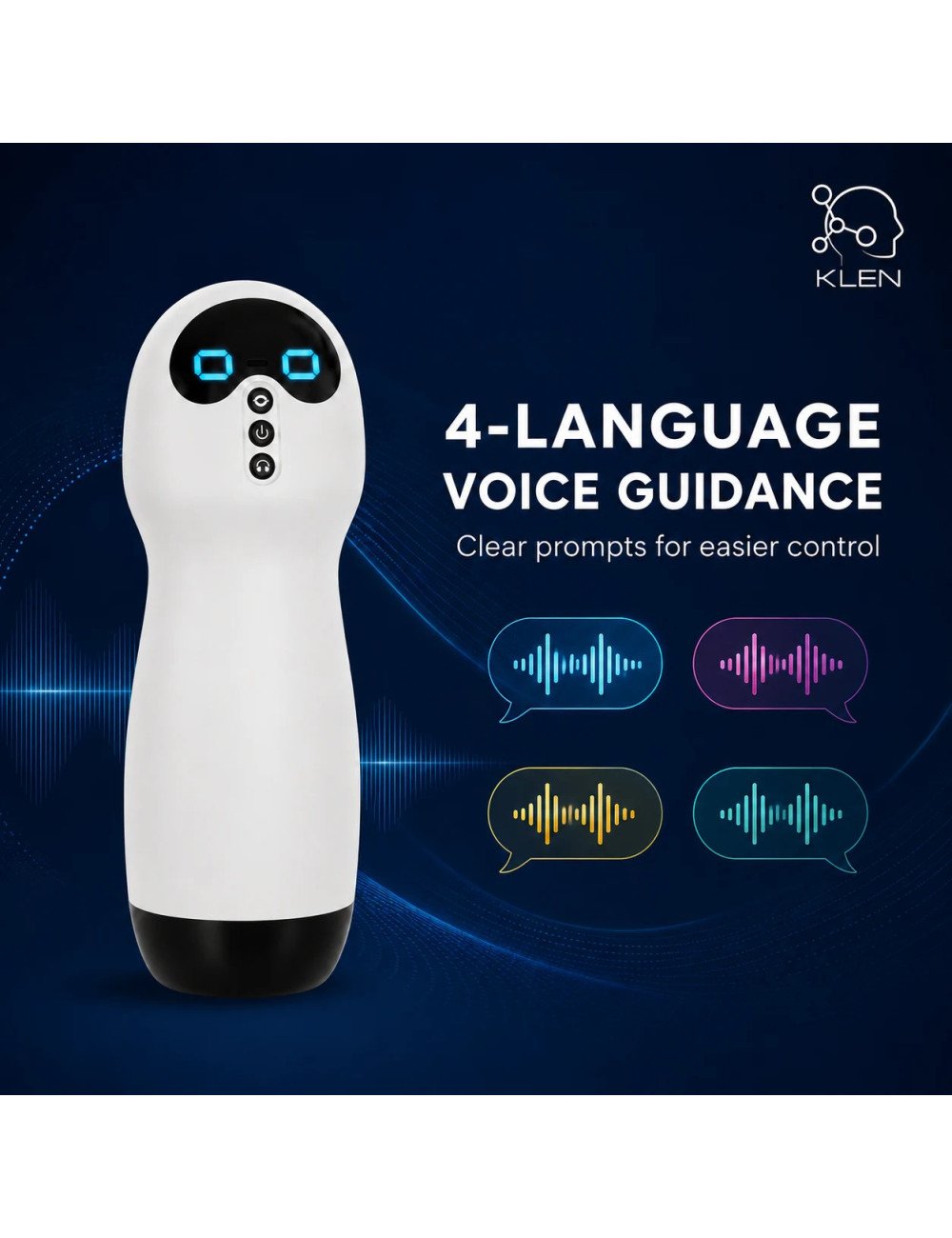 KLEN Personal Massager For Men with Suction Vibration Handheld Stress Relief Rechargeable Variable Frequency and Voice Device