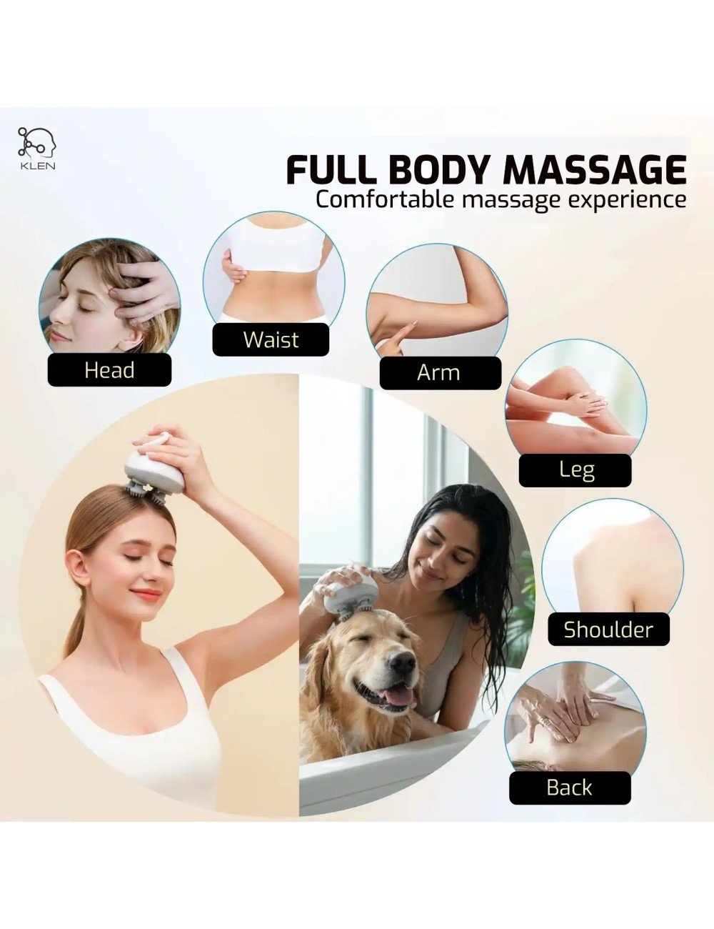 Mini Scalp and Head massager, Rechargeable USB Type-C Charging, Body & Hair Care Massager.