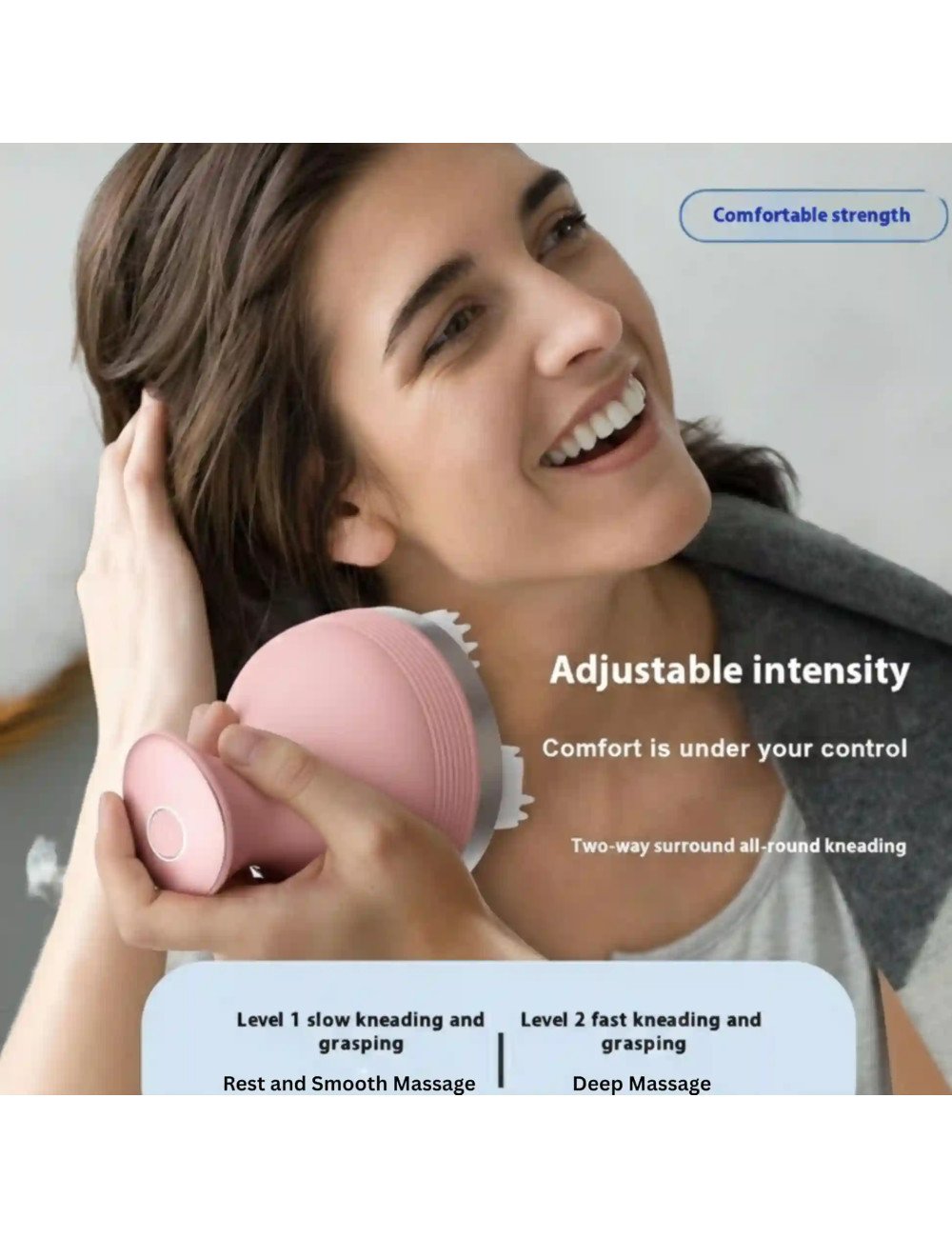 Rechargeable Mini Head Massager with 4 Speed Modes, Electric Scalp Kneading Massager, Cordless Design, USB Charging
