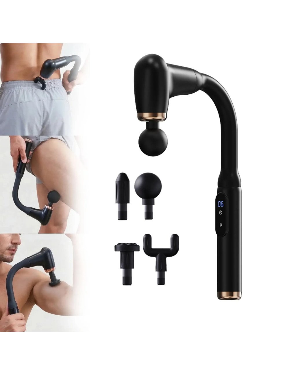 Deep Tissue Percussion Massage Gun for Muscle Pain Relief, Cordless & Quiet Body Massager for Neck, Back, Shoulders & Legs