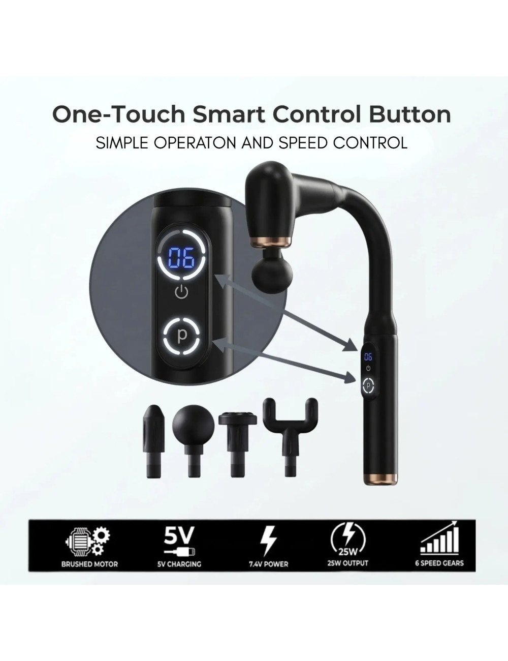 Deep Tissue Percussion Massage Gun for Muscle Pain Relief, Cordless & Quiet Body Massager for Neck, Back, Shoulders & Legs