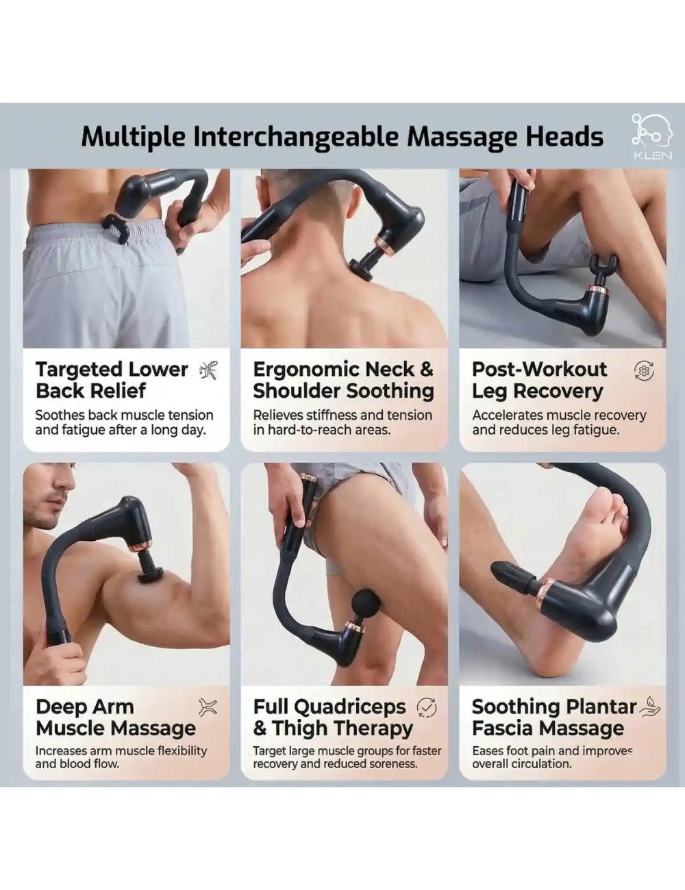 Deep Tissue Percussion Massage Gun for Muscle Pain Relief, Cordless & Quiet Body Massager for Neck, Back, Shoulders & Legs