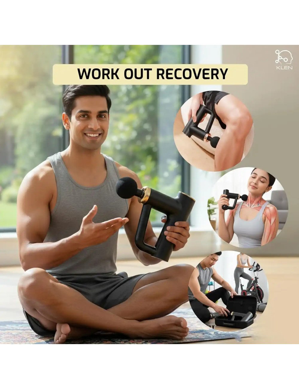 Tissue Massage Gun for Full-Body Pain Relief with 4 Interchangeable Heads with Rechargeable USB Charging