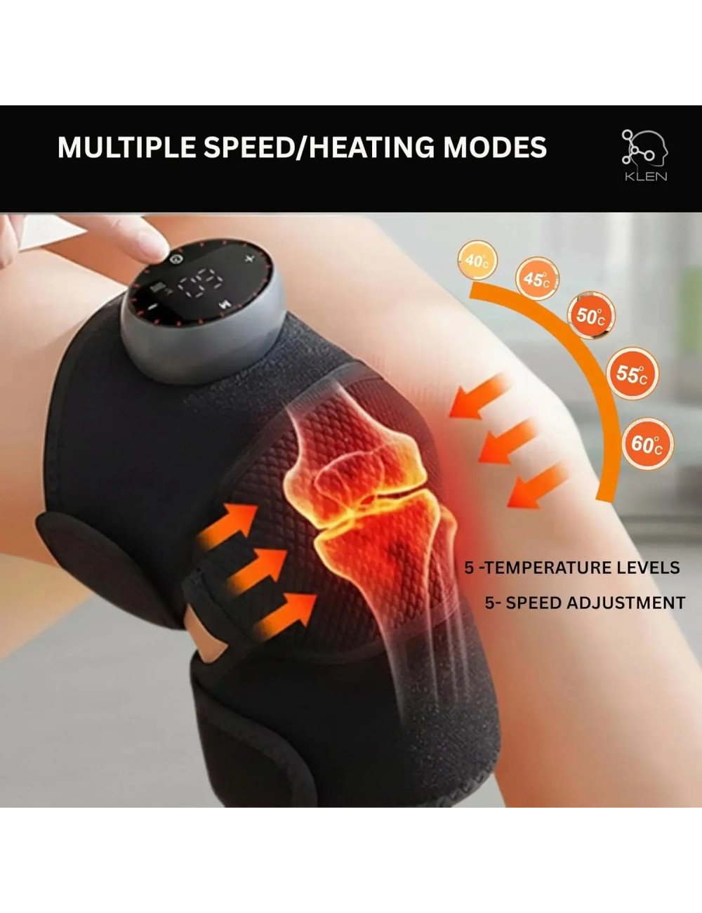 Heated Knee Massager with Vibration Therapy | Cordless Rechargeable Wrap for Joint and Muscle Pain Relief.