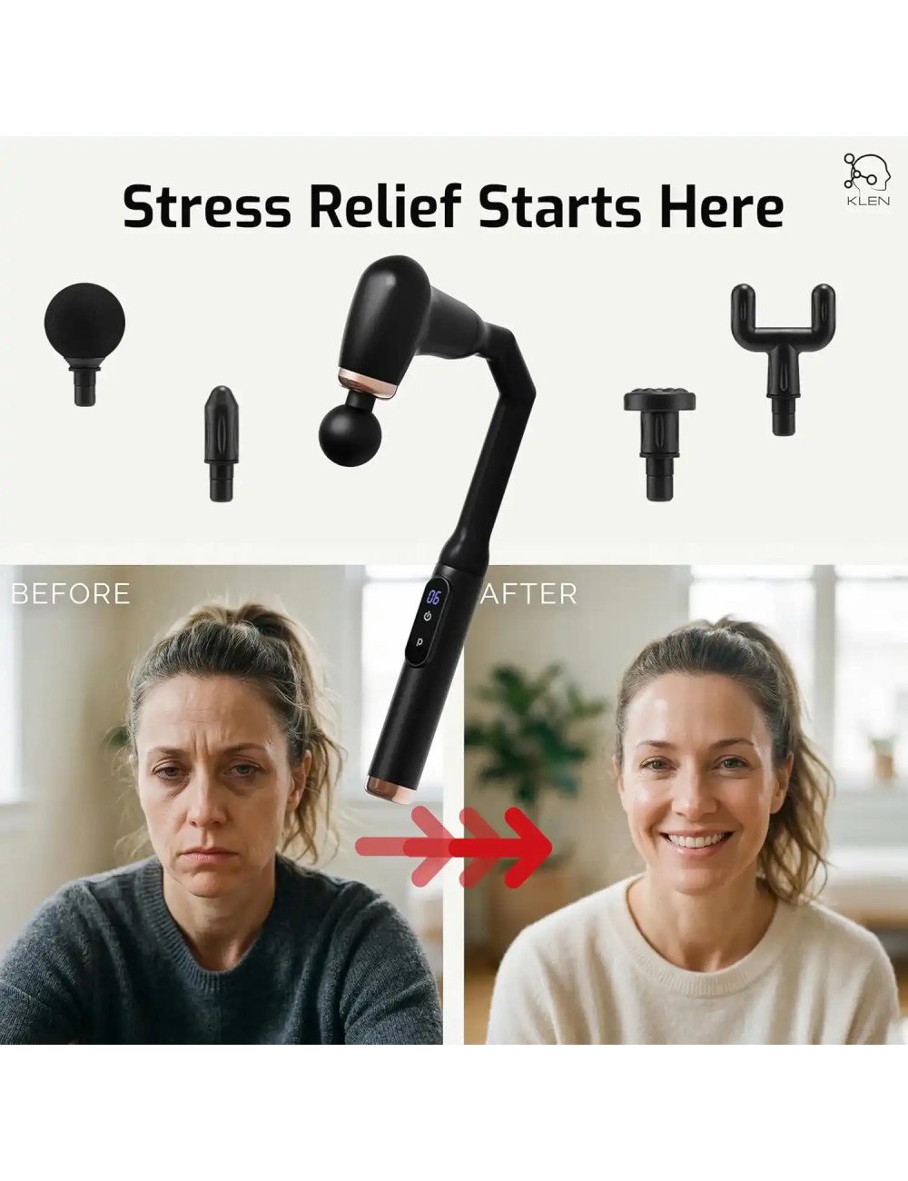 KLEN Percussion Massager for the Neck Deep Tissue Pain Relief – Cordless, Quiet Body, Shoulders, Back, Arms, Legs & Feet (Black)