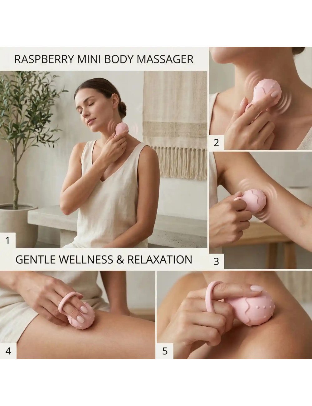 Handle Personal Massager for Women Electric Rechargeable Cordless Waterproof Handheld Body Massager for Relaxation