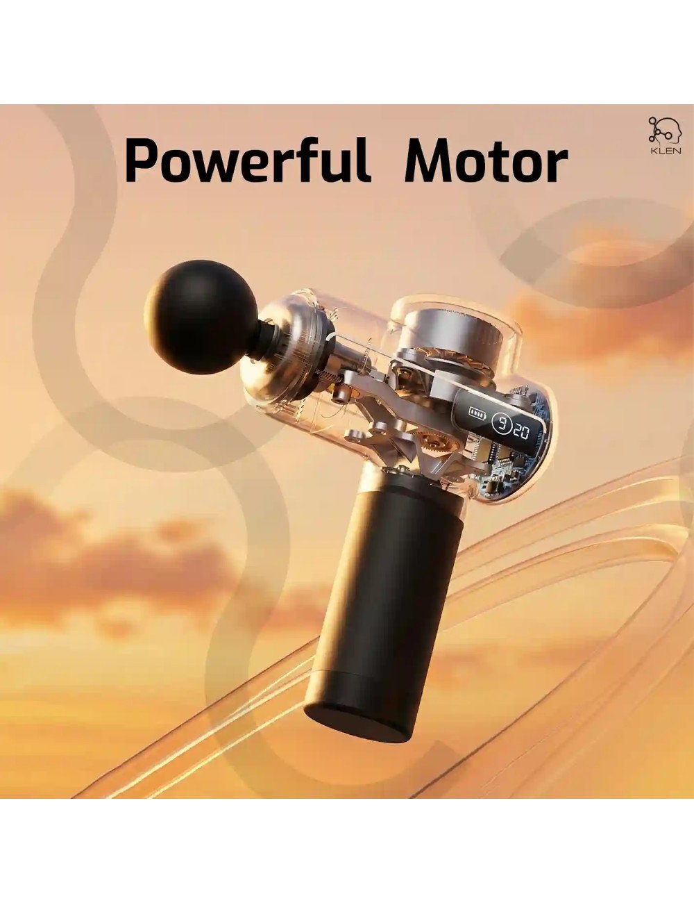 KLEN Rechargeable Massage Gun for Full Body Use – Body Massager for Back, Legs & Shoulders with 4 Interchangeable Massage Heads