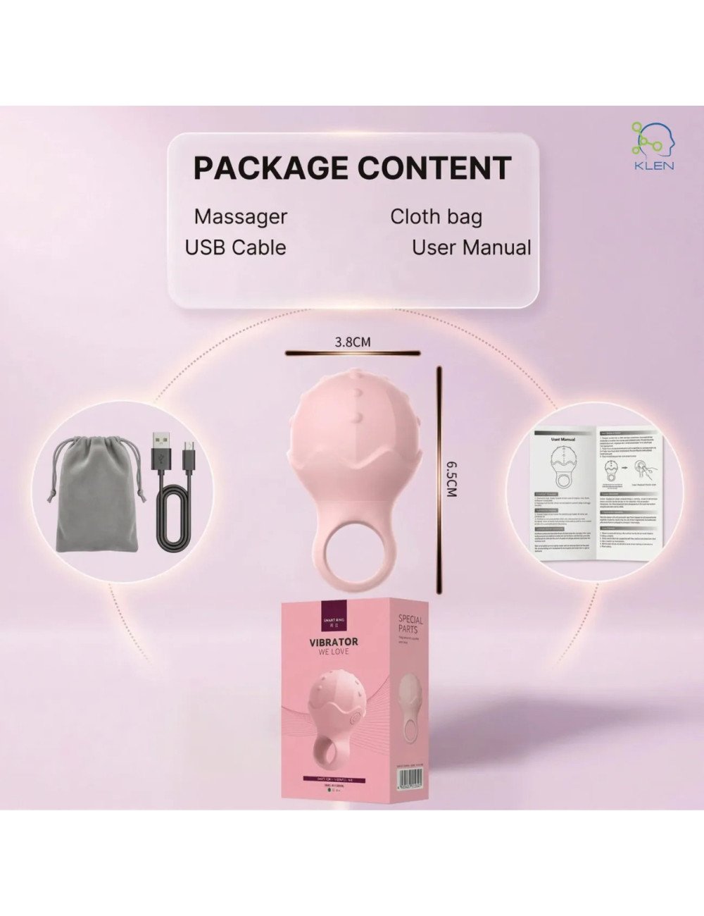 Handle Personal Massager for Women Electric Rechargeable Cordless Waterproof Handheld Body Massager for Relaxation