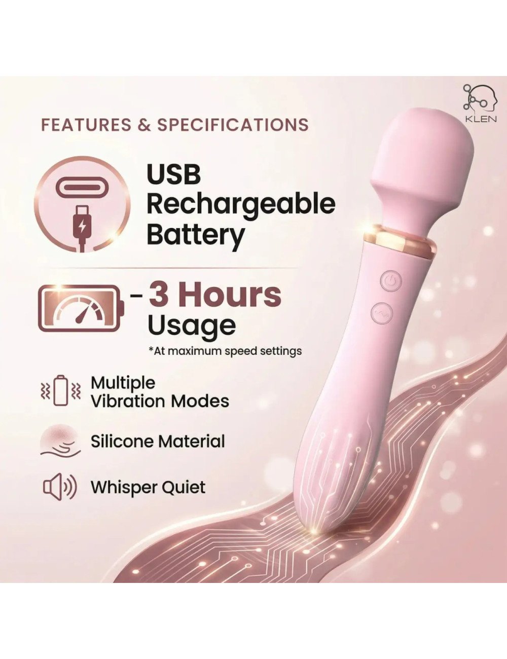 Women Body Relaxation Massager – Double-Head Vibration, 10 Speed Modes, USB Rechargeable Portable Massager