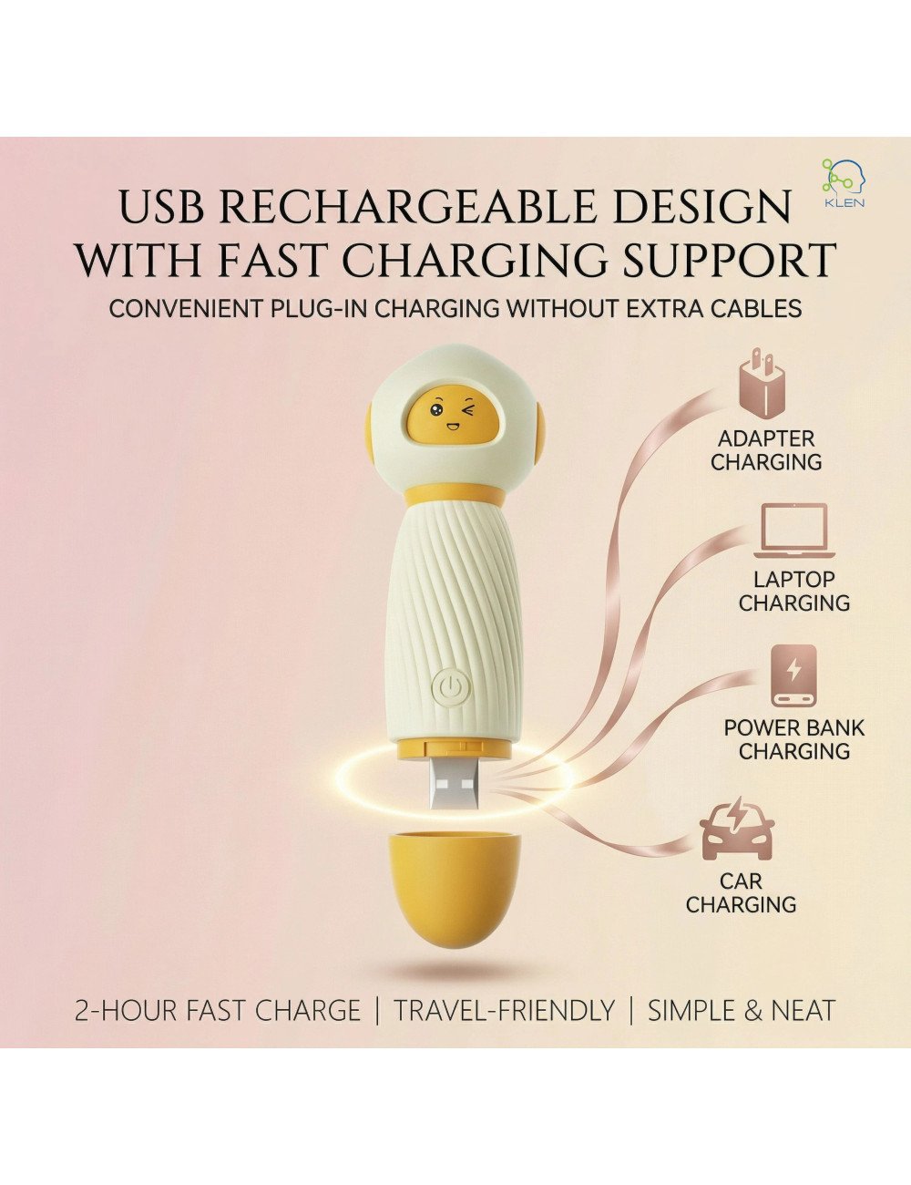 Handle Personal Massager for Women Handheld Rechargeable Waterproof Cordless Handheld Vibrating Massager For Self Relaxation
