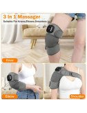 Electric Knee Massager with Heat & Vibration Cordless Rechargeable Knee Support Machine for Joint Comfort, Muscle Relaxation