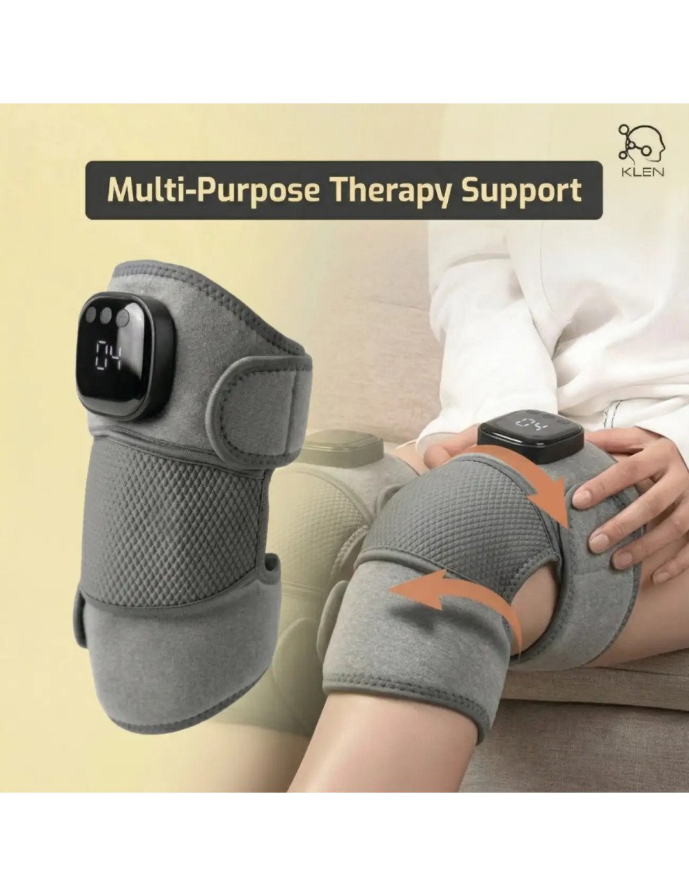 Electric Knee Massager with Heat & Vibration Cordless Rechargeable Knee Support Machine for Joint Comfort, Muscle Relaxation