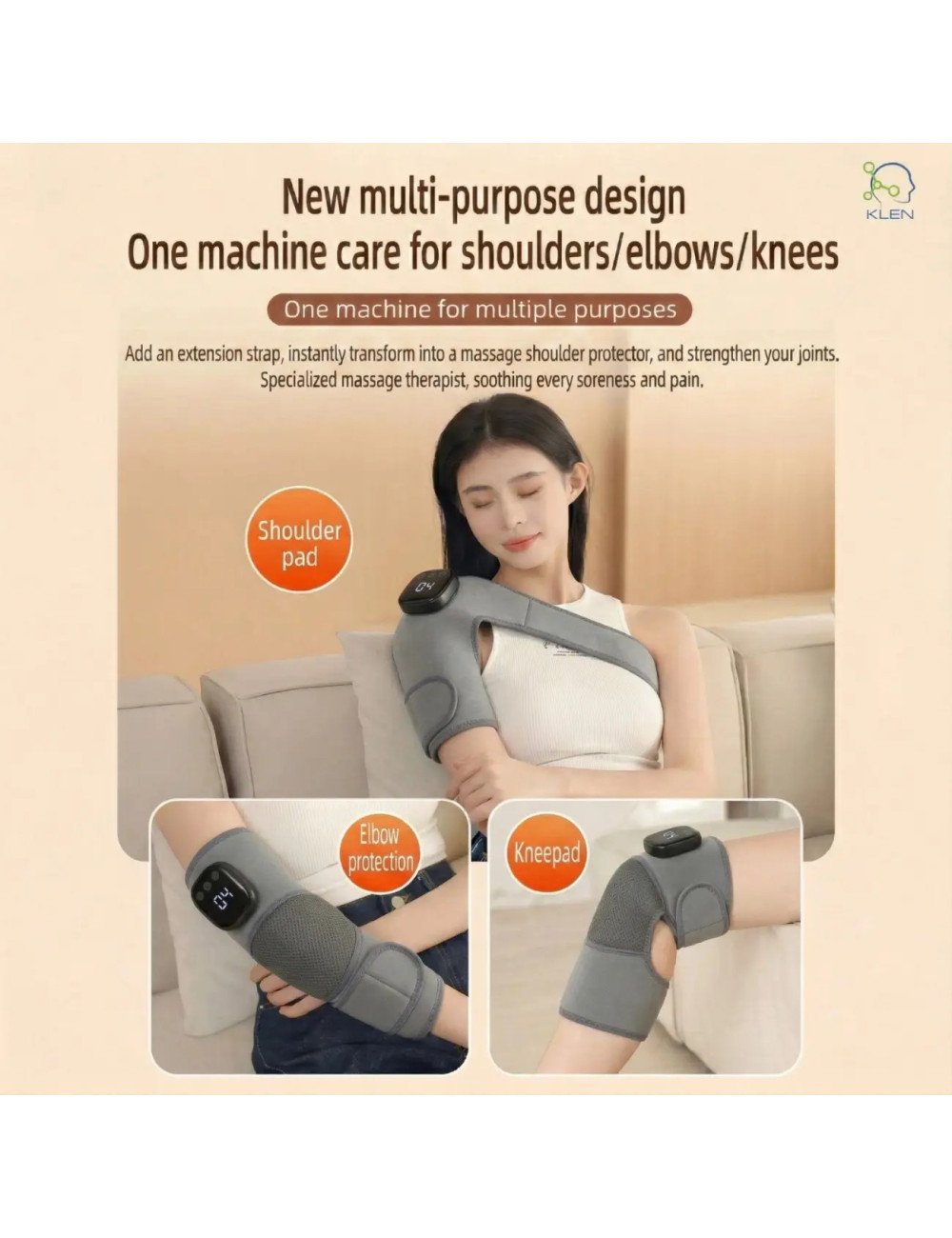 Electric Knee Massager with Heat & Vibration Cordless Rechargeable Knee Support Machine for Joint Comfort, Muscle Relaxation