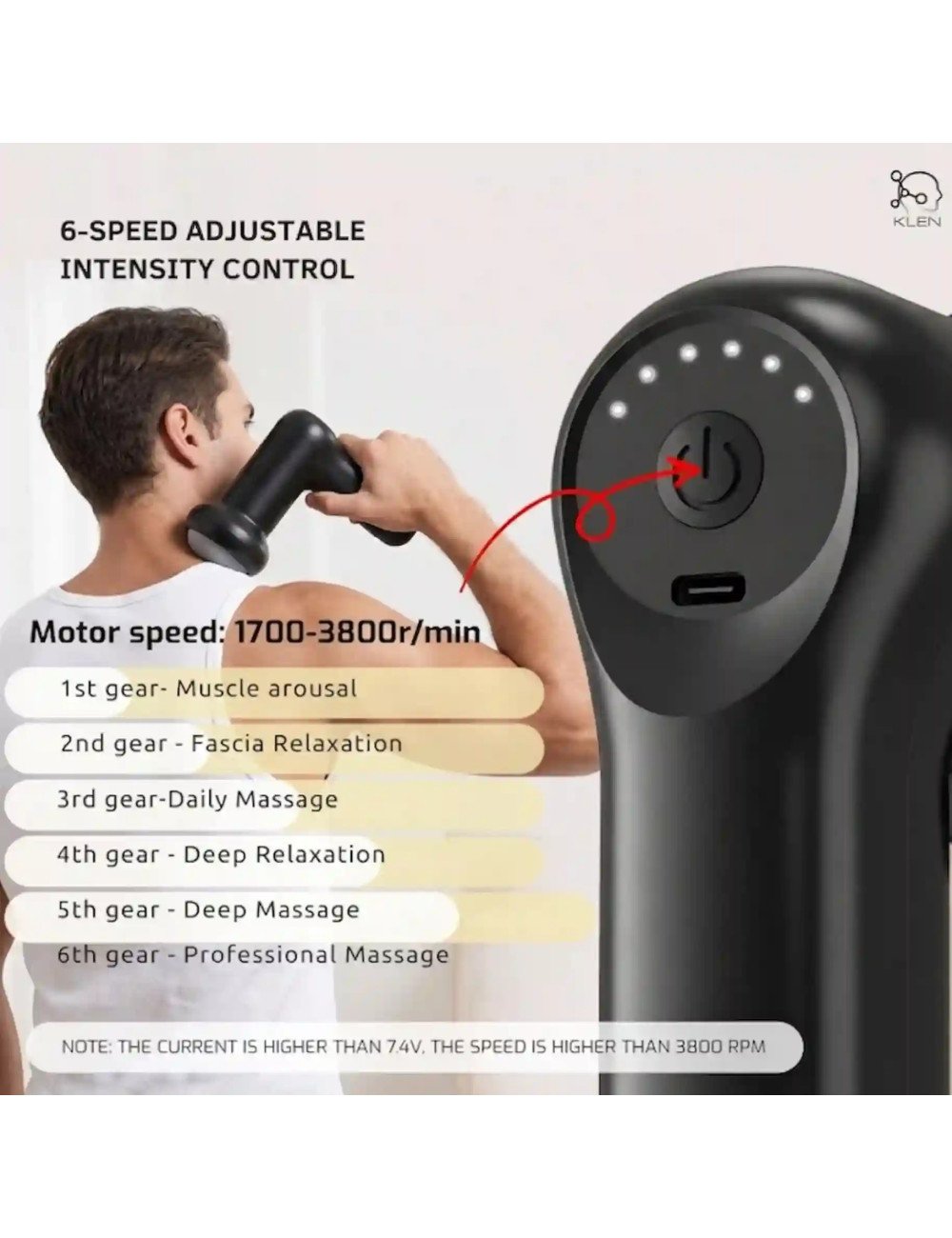 Rechargeable Mini Handheld Massager- Cordless Electric Design with Adjustable Speeds for Back, Neck, Shoulders & Legs
