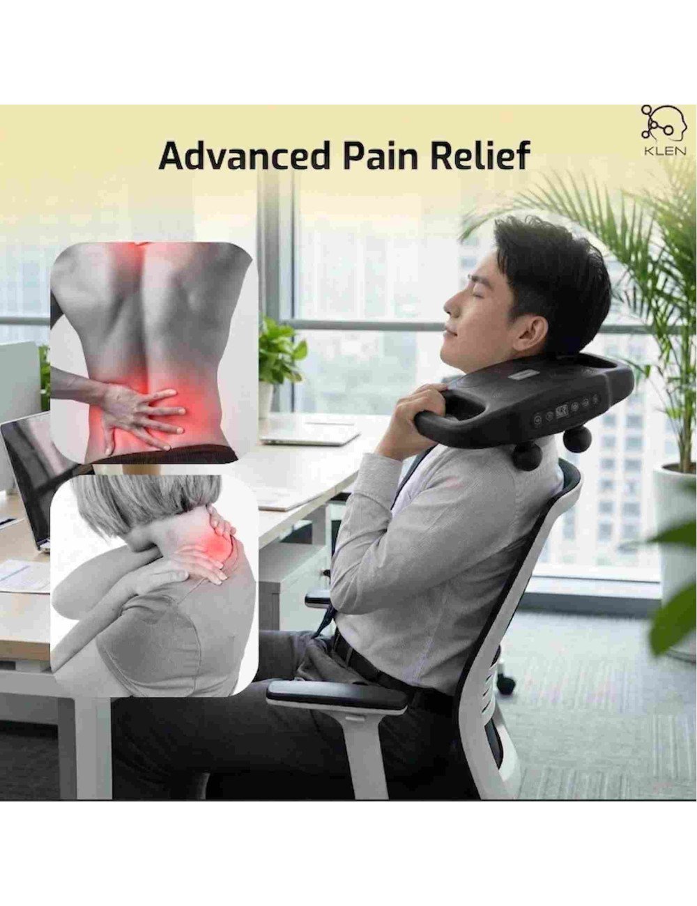 Rechargeable Full Body Massager for Pain Relief with 4 Massage Heads | Percussion Massager for Back, Neck & Shoulders