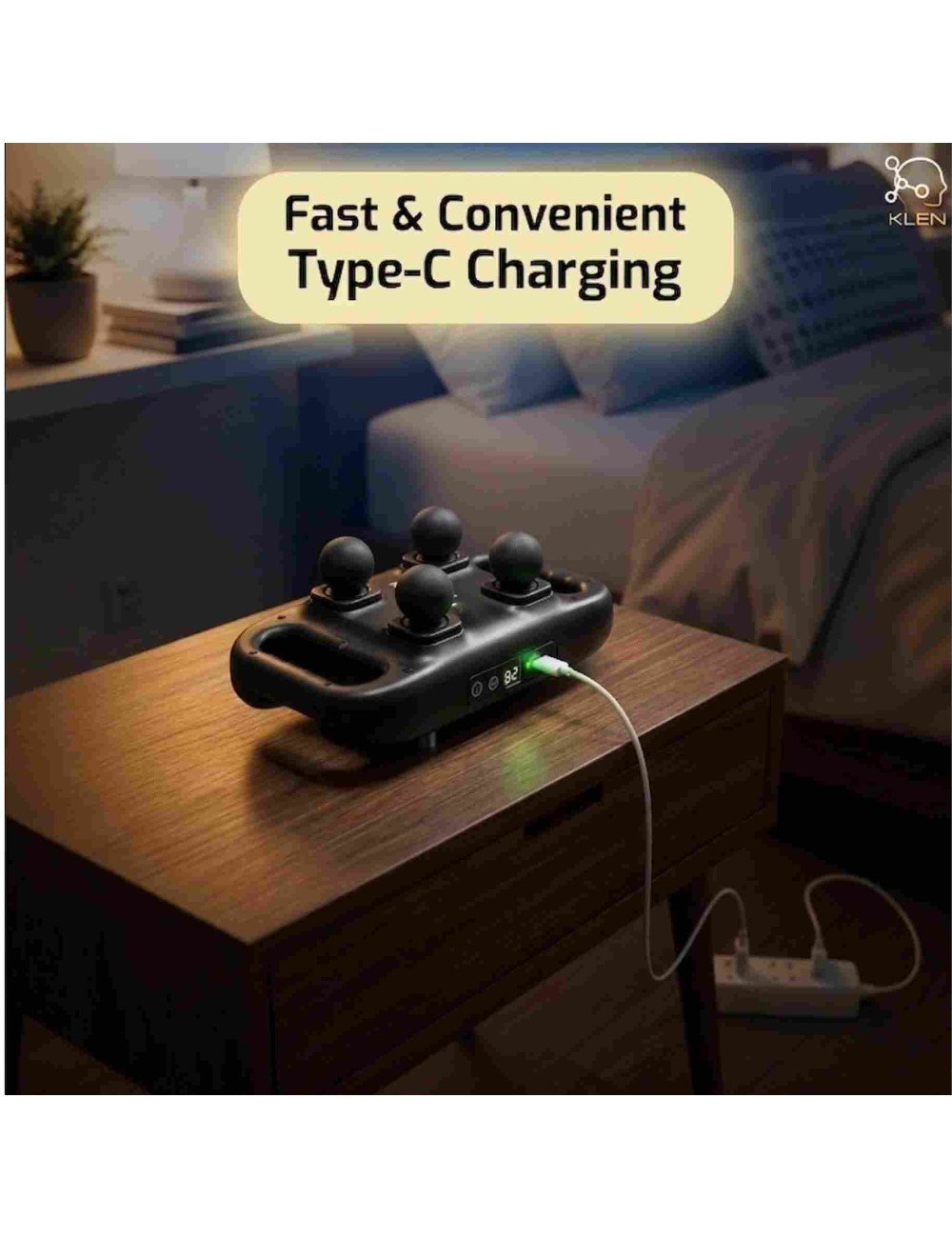 Rechargeable Full Body Massager for Pain Relief with 4 Massage Heads | Percussion Massager for Back, Neck & Shoulders