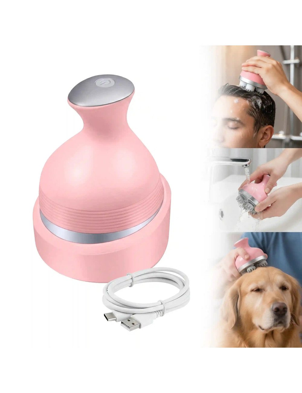 Rechargeable Mini Head Massager with 4 Speed Modes, Electric Scalp Kneading Massager, Cordless Design, USB Charging