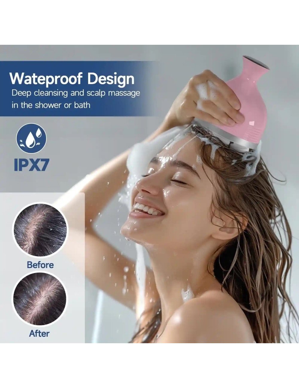Rechargeable Mini Head Massager with 4 Speed Modes, Electric Scalp Kneading Massager, Cordless Design, USB Charging