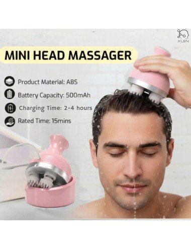 Rechargeable Mini Head Massager with 4 Speed Modes, Electric Scalp Kneading Massager, Cordless Design, USB Charging