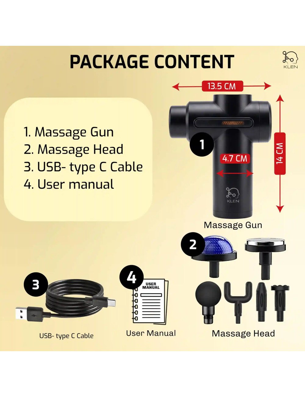 Deep Tissue Massage Gun with Dual Hot & Cold Therapy Heads Handheld Portable Massager For Neck, Back, Shoulders
