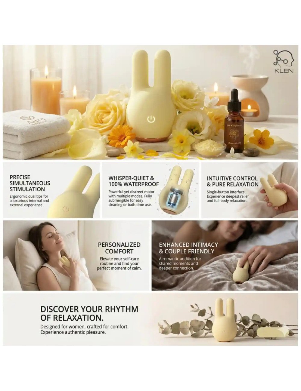 Mini Body Massager for Women – USB Rechargeable Ladies Massage Device with 10 Vibration Modes  & Stress Relief