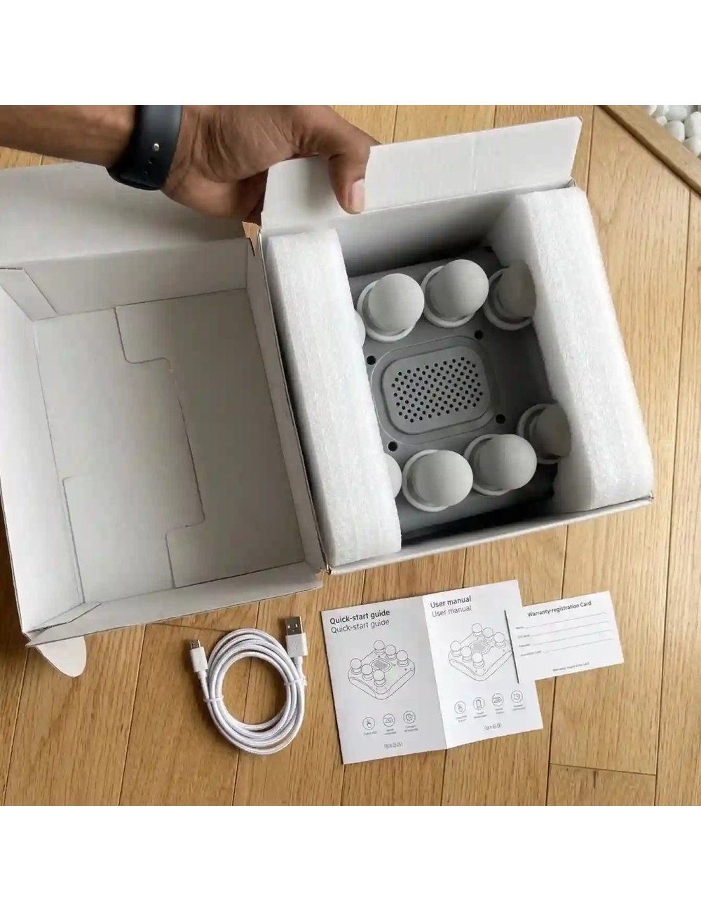 Rechargeable Full Body Massage Machine for Body Pain and Stress Relief , Massager with Interchangeable Heads (Grey)