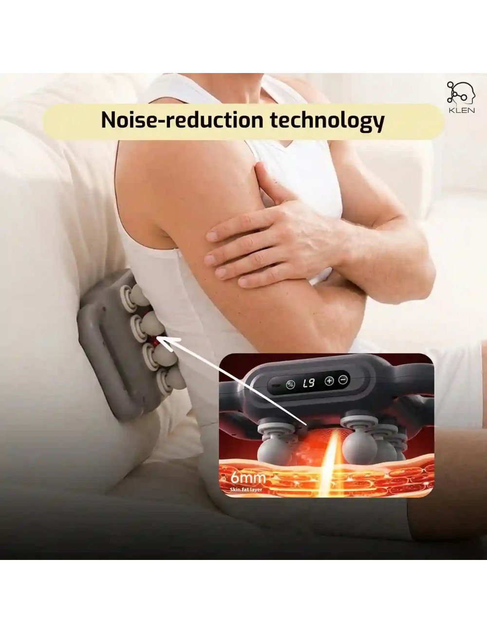 Rechargeable Full Body Massage Machine for Body Pain and Stress Relief , Massager with Interchangeable Heads (Grey)