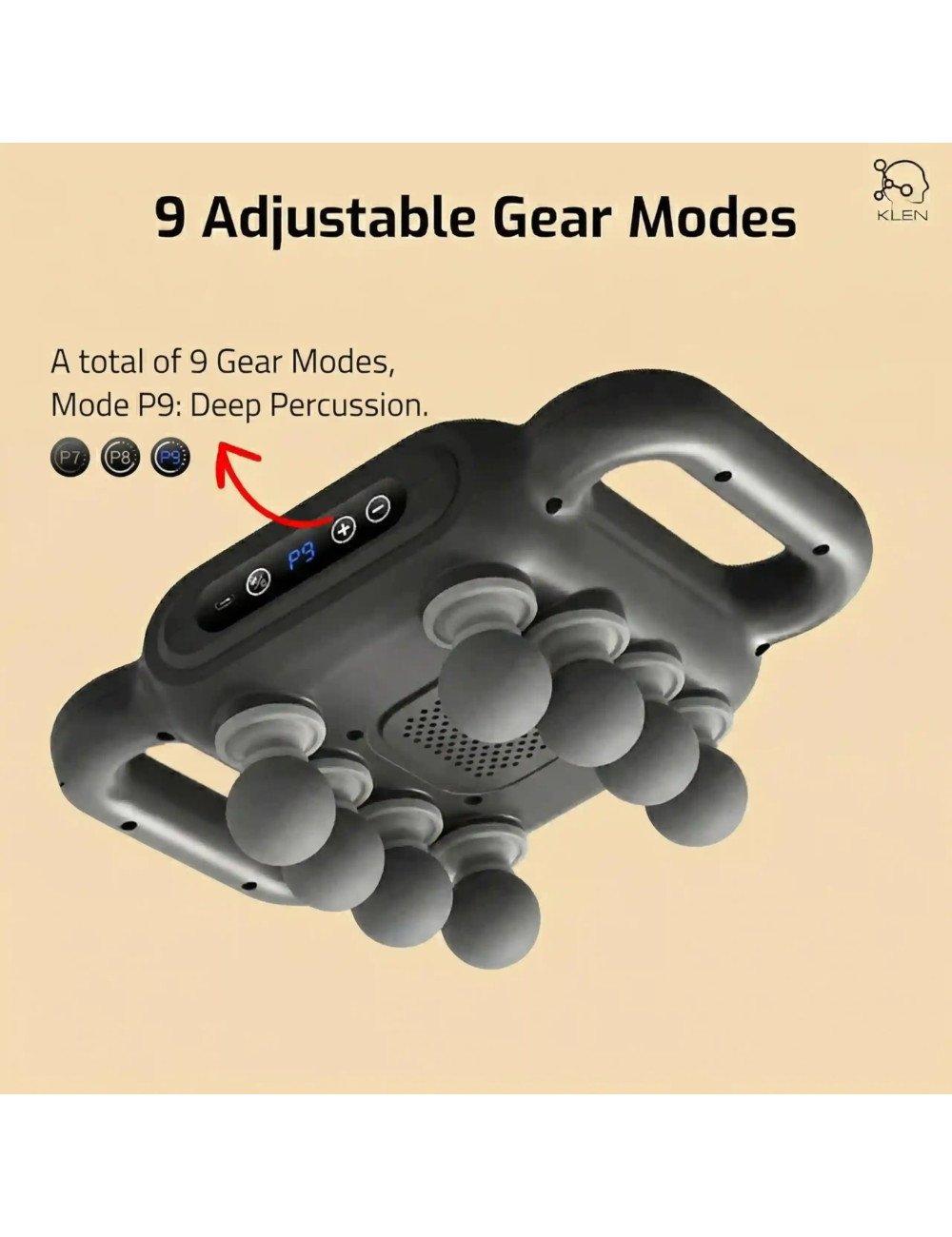 Rechargeable Full Body Massage Machine for Body Pain and Stress Relief , Massager with Interchangeable Heads (Grey)