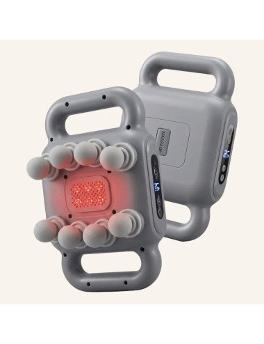 Rechargeable Full Body Massage Machine for Body Pain and Stress Relief , Massager with Interchangeable Heads (Grey)