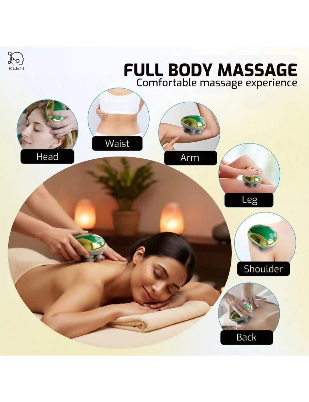 Head Massager Scalp, Rechargeable USB Charging, Detachable Heads for Hair Growth, Stress Relief, Compact Portable Design