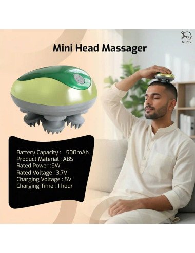 Head Massager Scalp, Rechargeable USB Charging, Detachable Heads for Hair Growth, Stress Relief, Compact Portable Design