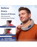 Electric Neck Pillow Massager Wireless Deep Tissue Massage with Soothing Heat for Neck & Muscle Pain Relief for Travel (Grey)