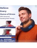 Electric Neck Massager Wireless Deep Tissue Massage with Soothing Heat for Neck & Muscle Pain Relief for Travel (Blue)