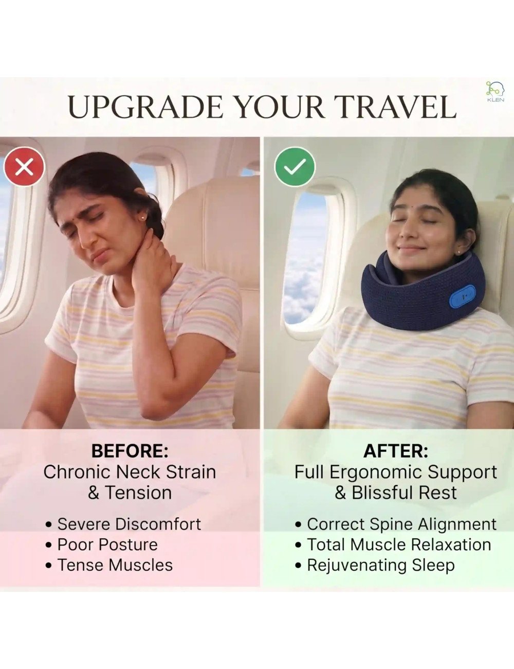 Electric Neck Massager Wireless Deep Tissue Massage with Soothing Heat for Neck & Muscle Pain Relief for Travel (Blue)