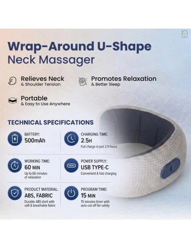 Electric Neck Pillow Massager Wireless Deep Tissue Massage with Soothing Heat for Neck & Muscle Pain Relief for Travel (Grey)