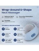 Rechargeable Neck Massager for Pain Relief Wireless Vibrating with Heat Therapy ,Support Pillow for Travel and Office (Sky Blue)