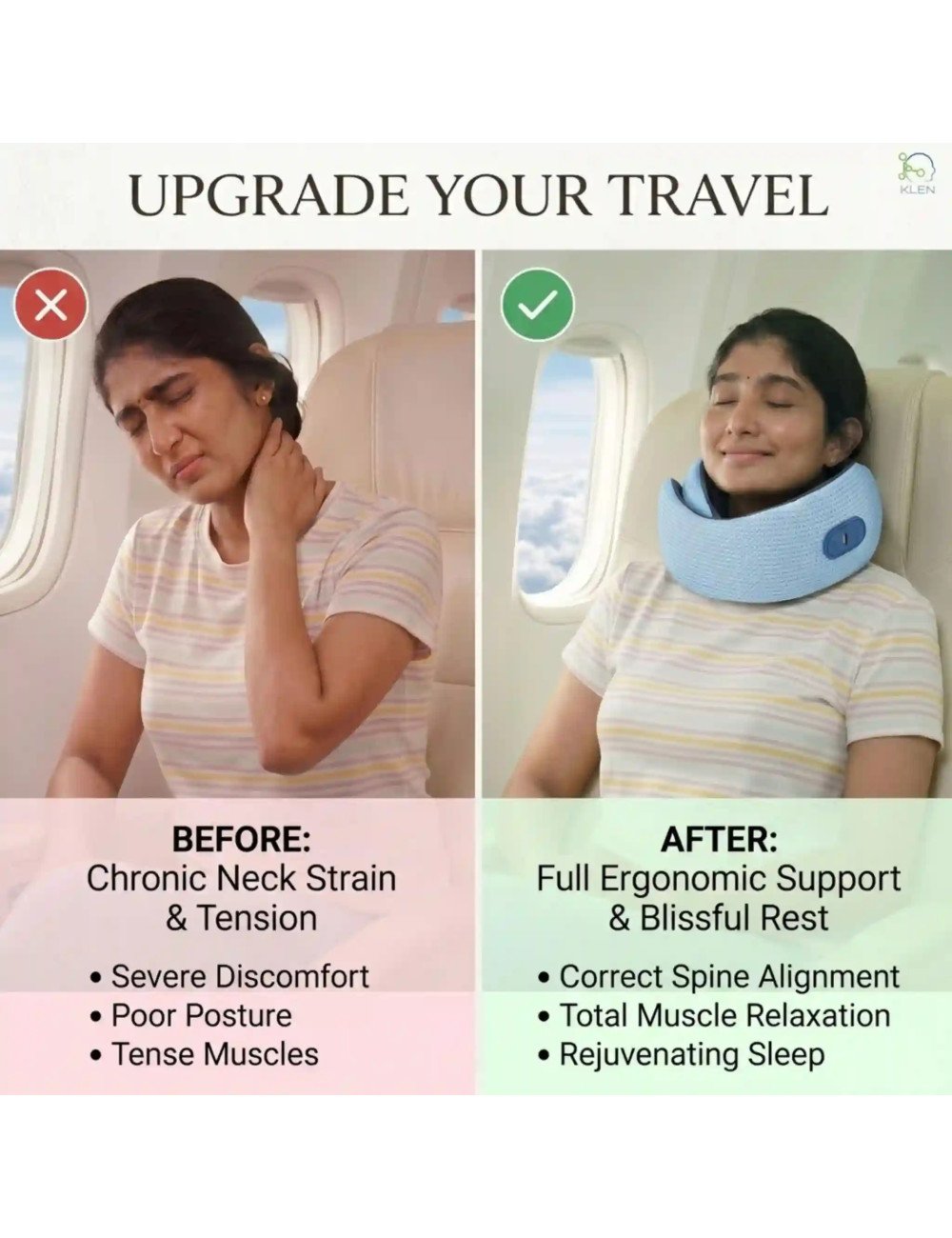 Rechargeable Neck Massager for Pain Relief Wireless Vibrating with Heat Therapy ,Support Pillow for Travel and Office (Sky Blue)