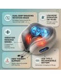 Neck Pillow Massager Rechargeable Memory Foam With Deep Massage Vibration for Pain Relief, Travel, Flight,Train, Car & Home Use