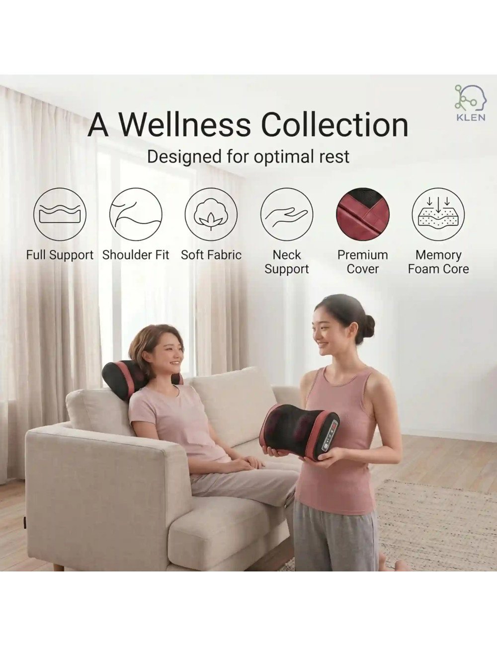 Pillow Massager for Pain Relief Cordless Portable Neck and Shoulder Adjustable Automatic Massager with Vibrating Wireless Warm