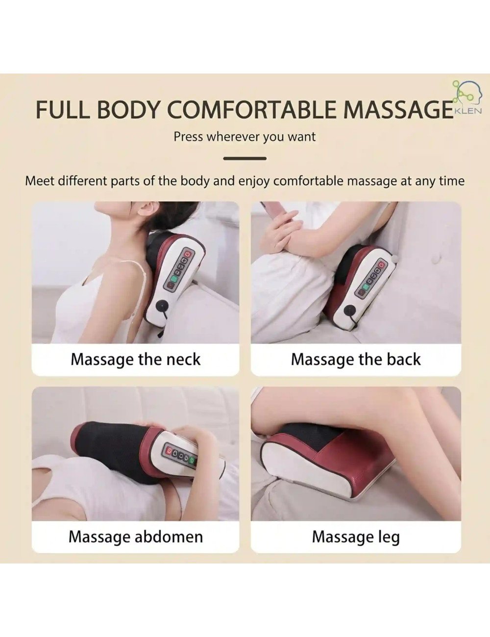Pillow Massager for Pain Relief Cordless Portable Neck and Shoulder Adjustable Automatic Massager with Vibrating Wireless Warm