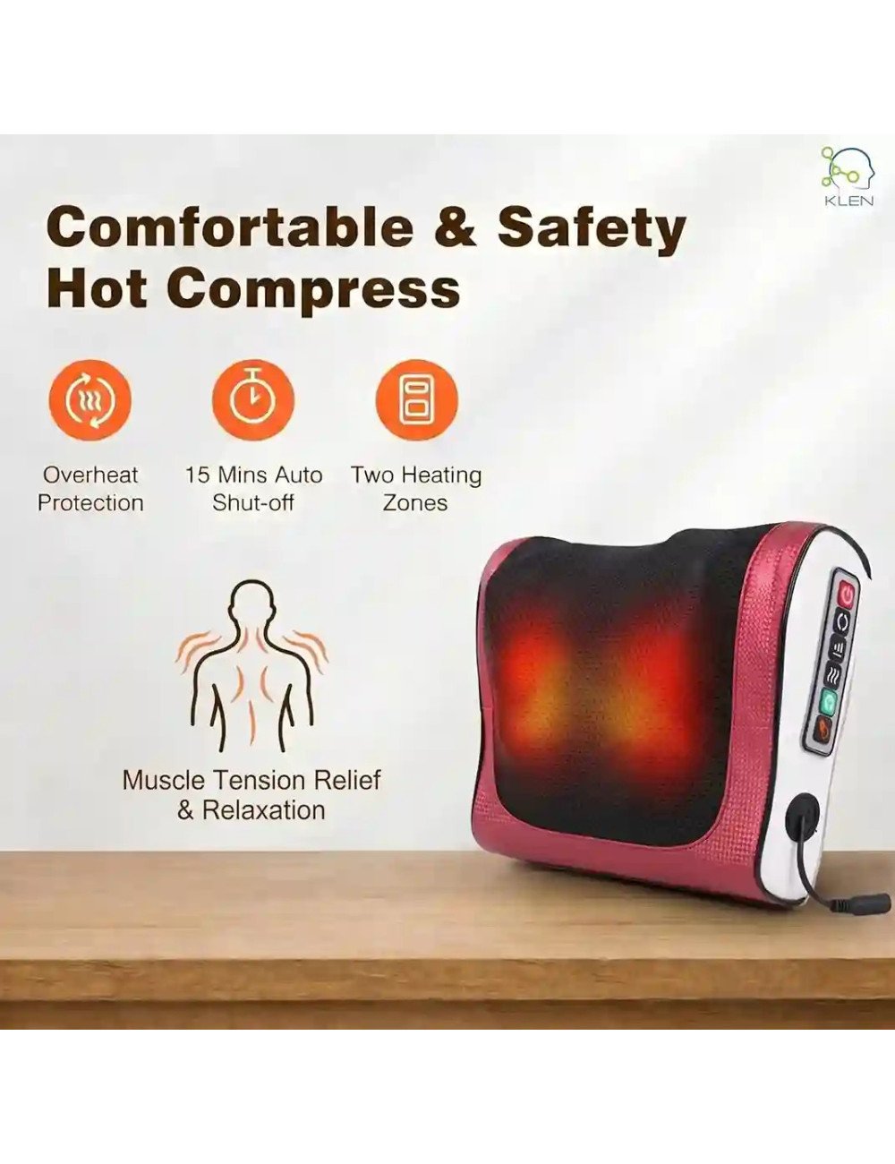 Pillow Massager for Pain Relief Cordless Portable Neck and Shoulder Adjustable Automatic Massager with Vibrating Wireless Warm