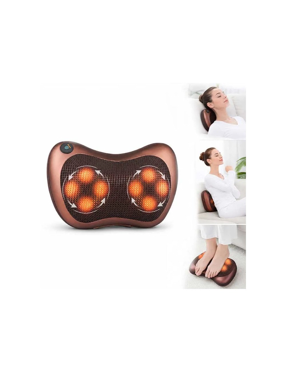 Neck Massage Pillow with Heat – 8 Head Deep Kneading Electric Massager for Back, Abdomen & Legs Pain Relief Therapy